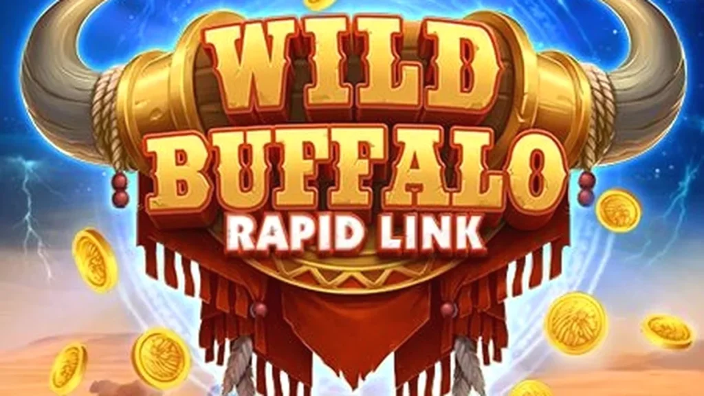 Tampilan visual slot Wild Buffalo: Rapid Link dengan latar belakang padang rumput.